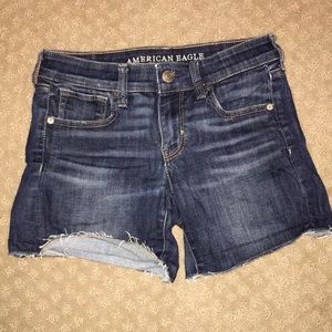 dark blue jean shorts